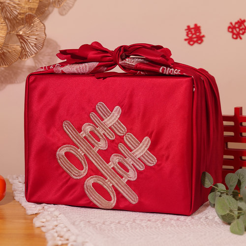 结婚包袱皮喜包袱布正方形红色婚礼新娘陪嫁婚庆用品包裹布喜盆布 - 图2