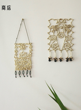 灼拙奇乐黄铜中古挂画摆件
