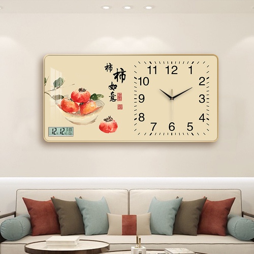事事如意平安喜乐福字餐厅装饰画表挂墙创意钟表挂钟客厅静音时钟