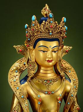 欧斯特精工铜《地藏王》室内家用全鎏金《地藏菩萨》桌面铜像摆件