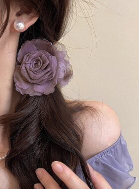 小号夹后脑勺山茶花玫瑰双面发夹