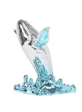 鲸鱼雕塑摆件海豚鲨鱼落地装饰售楼处酒店大堂楼梯间玻璃钢艺术品