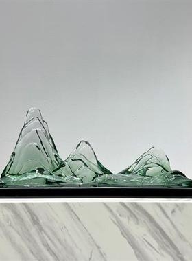 透明树脂假山雕塑客厅玄关装饰书房新中式样板房会所桌面招财石头