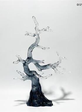 售楼处样板间透明树脂发财树雕塑家居创意摆件客厅艺术软装装饰品