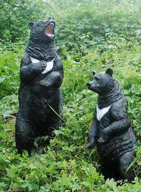 户外大型仿真黑熊雕塑玻璃钢动物园公园小区草坪园林景观装饰摆件