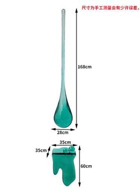 现代酒店会所大堂门厅透明水滴浪花雕塑吊饰树脂水花摆件软装饰品