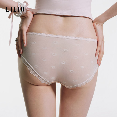 LILIU|燕尾蝶·缎面蕾丝内裤女纯欲风透气低腰性感勾人三角裤女士 - 图1