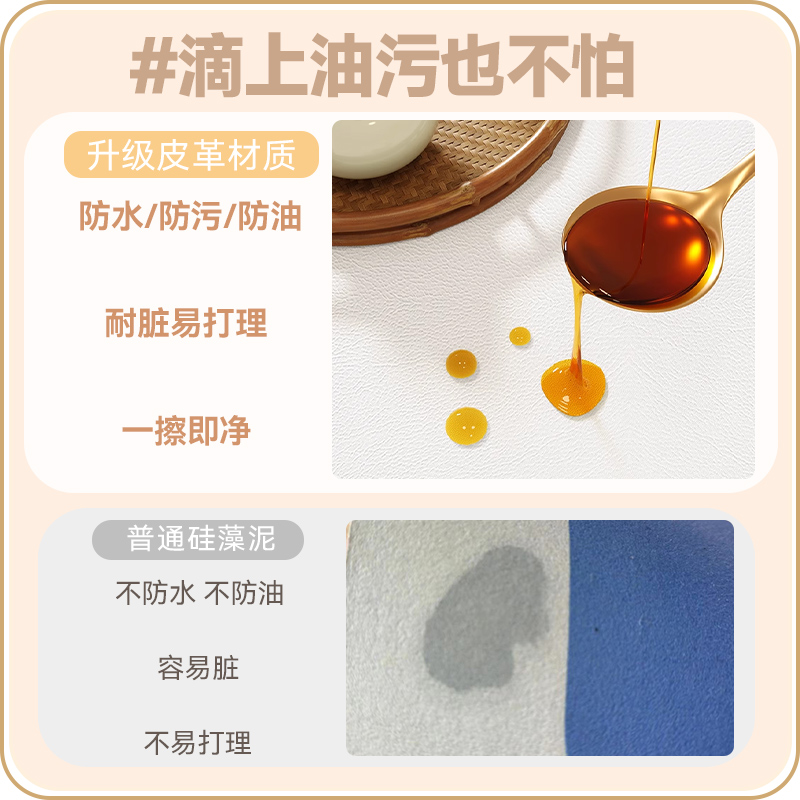 皮革一擦即净鼠标垫可爱文字上班党必备防水防油大号电脑桌键盘垫 - 图1