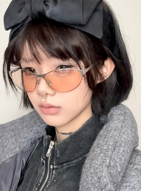 美式复古Y2K辣妹橙色猫眼墨镜