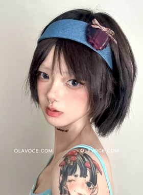 苹果设计牛仔蝴蝶结宽边发箍