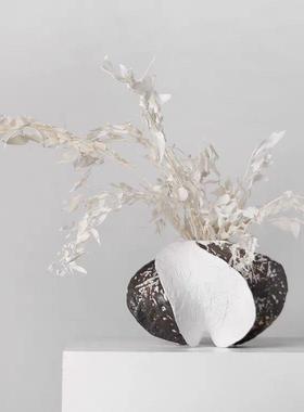 新中式诧寂风异形抽象创意手绘陶瓷花瓶样板间样品屋展示中心民宿