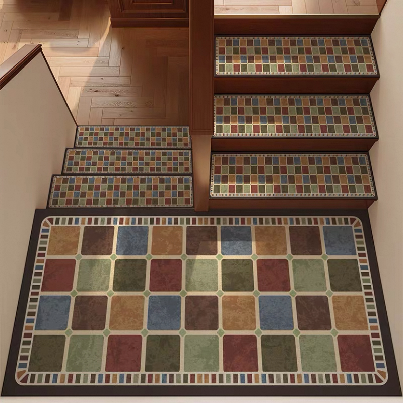 American-style stair step mats scrubbing-free glue-free self-adhesive non-slip carpet household duplex loft solid wood step mats