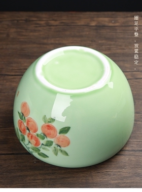 手绘陶瓷烟灰缸大号 高深轻奢青瓷花盆茶渣废水收纳缸 多功能缸