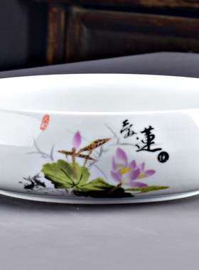 陶瓷烟灰缸大号超大特大铜钱草盆多功能茶渣废水缸垃圾收纳艾灸缸