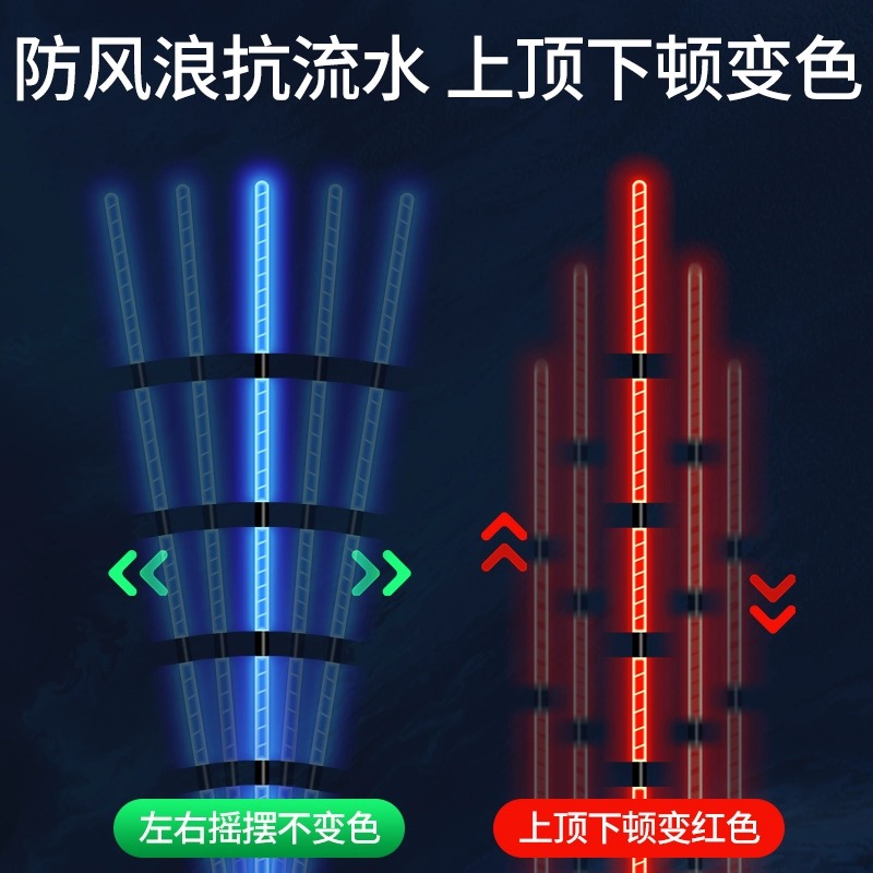 新款冷光电子漂尾醒目全蓝尾日夜两用咬钩变色夜光漂柔光尾换尾