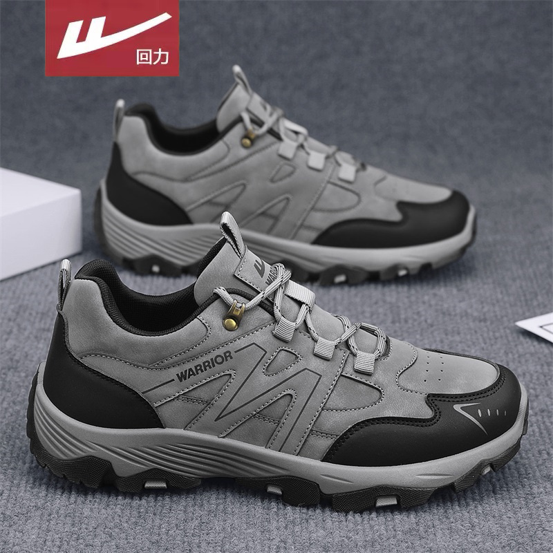 回力男鞋户外登山运动鞋男冬季新款防滑休闲皮面徒步跑步干活鞋子 - 图1