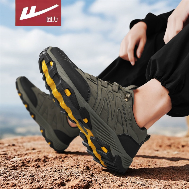 回力男鞋户外登山运动鞋男冬季新款防滑休闲皮面徒步跑步干活鞋子 - 图3