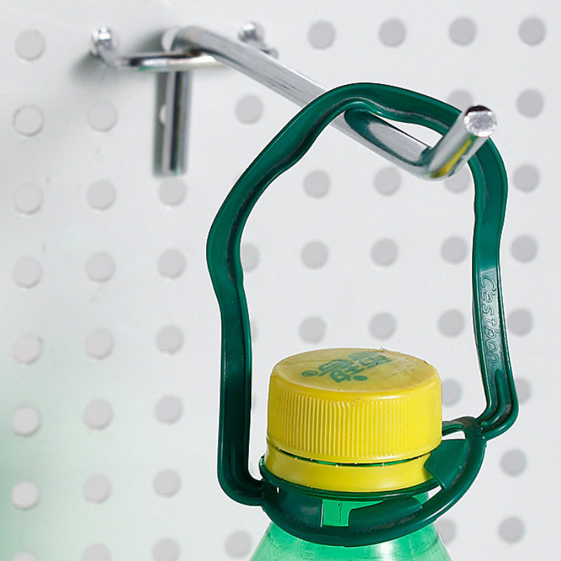 Perforated board three-prong hooks in multiple sizes and models