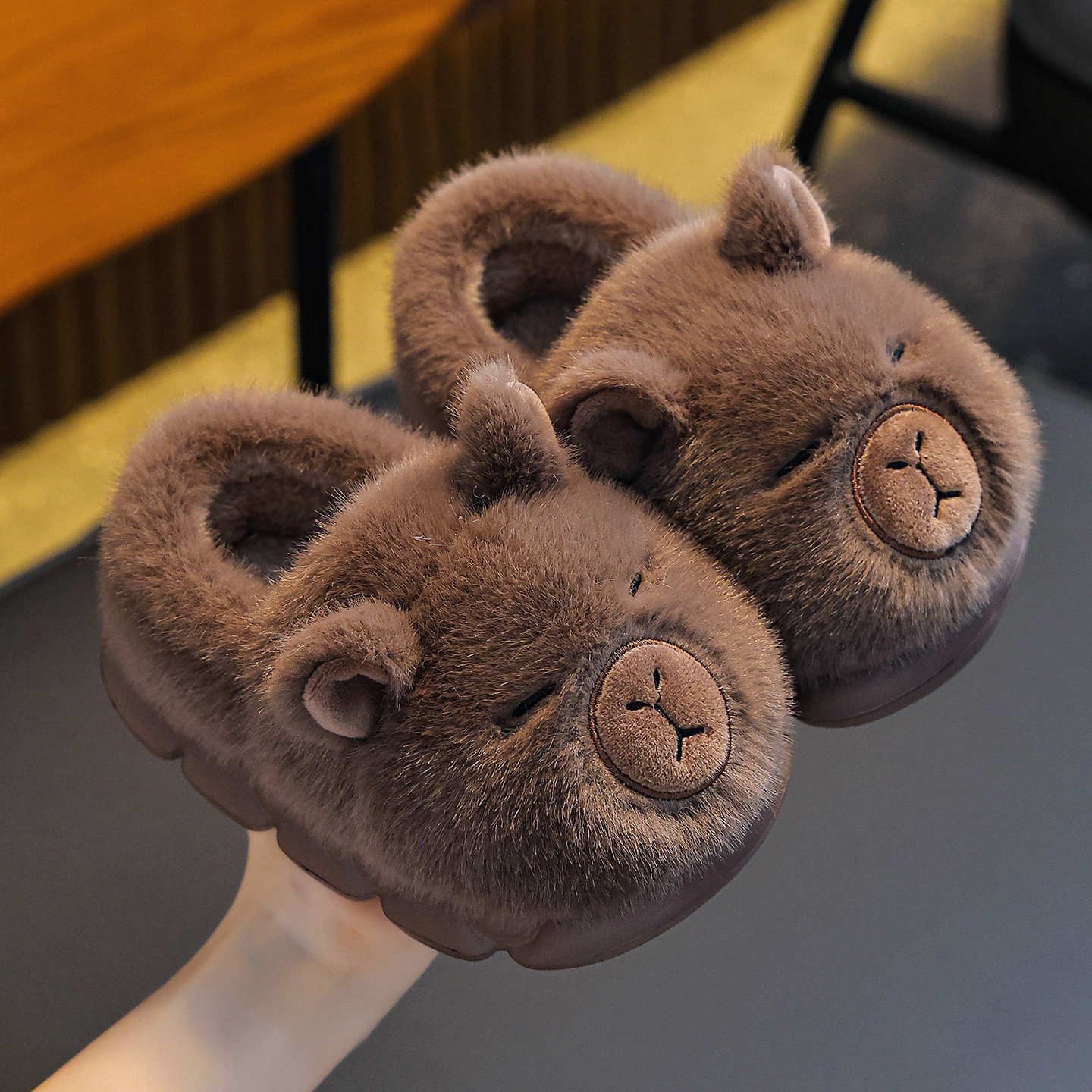 卡皮巴拉儿童棉拖鞋男童冬季包跟室内家居毛绒保暖女宝宝棉鞋男孩,淘宝优惠券,粉丝福利购,淘宝优惠卷