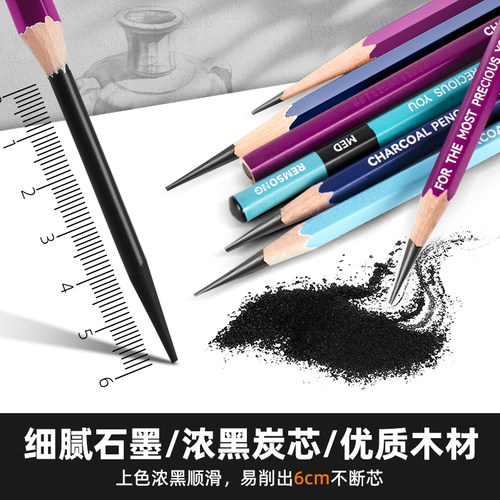 瑞萌特第三代炭笔素描速写笔特软炭中硬瑞蒙特碳笔绘画描绘艺考写生笔考试14b素描铅笔16B瑞蒙特旗舰店锐萌特 - 图1