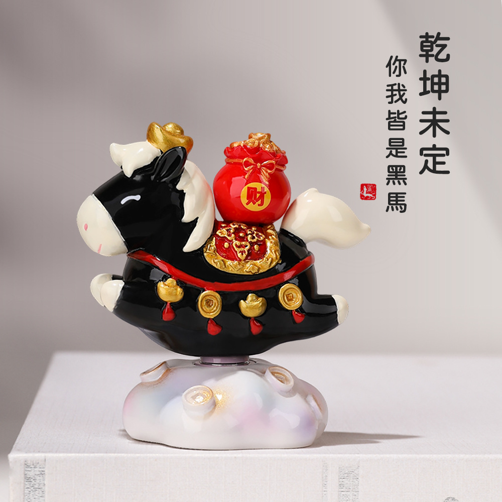 可爱唐三彩小胖马玩偶生肖马吉祥物车载桌面红色马到成功招财摆件 - 图1