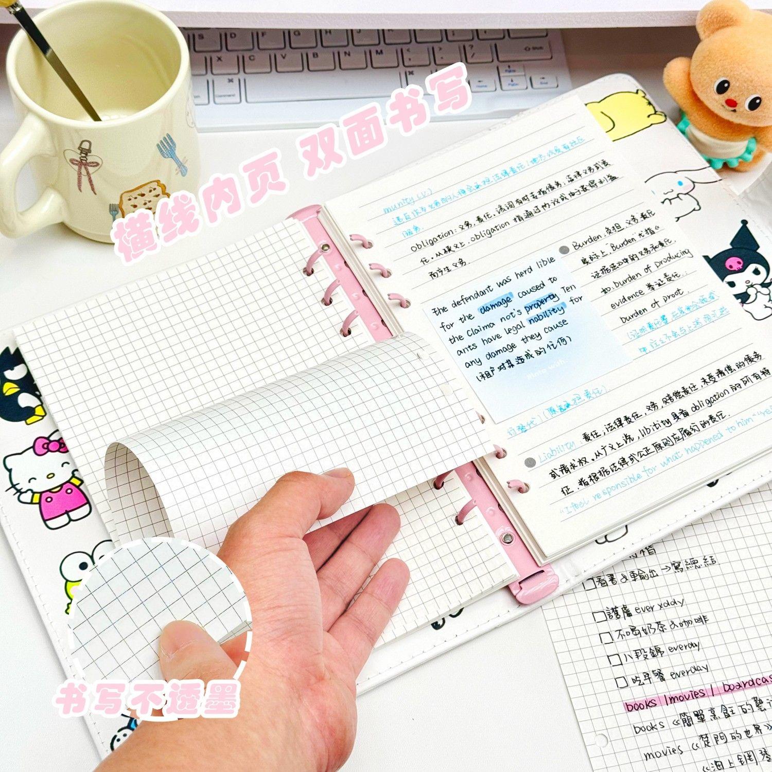 本子ins可爱卡通三丽鸥PU活页本学生高颜值A5皮质磁吸横线笔记本 - 图1