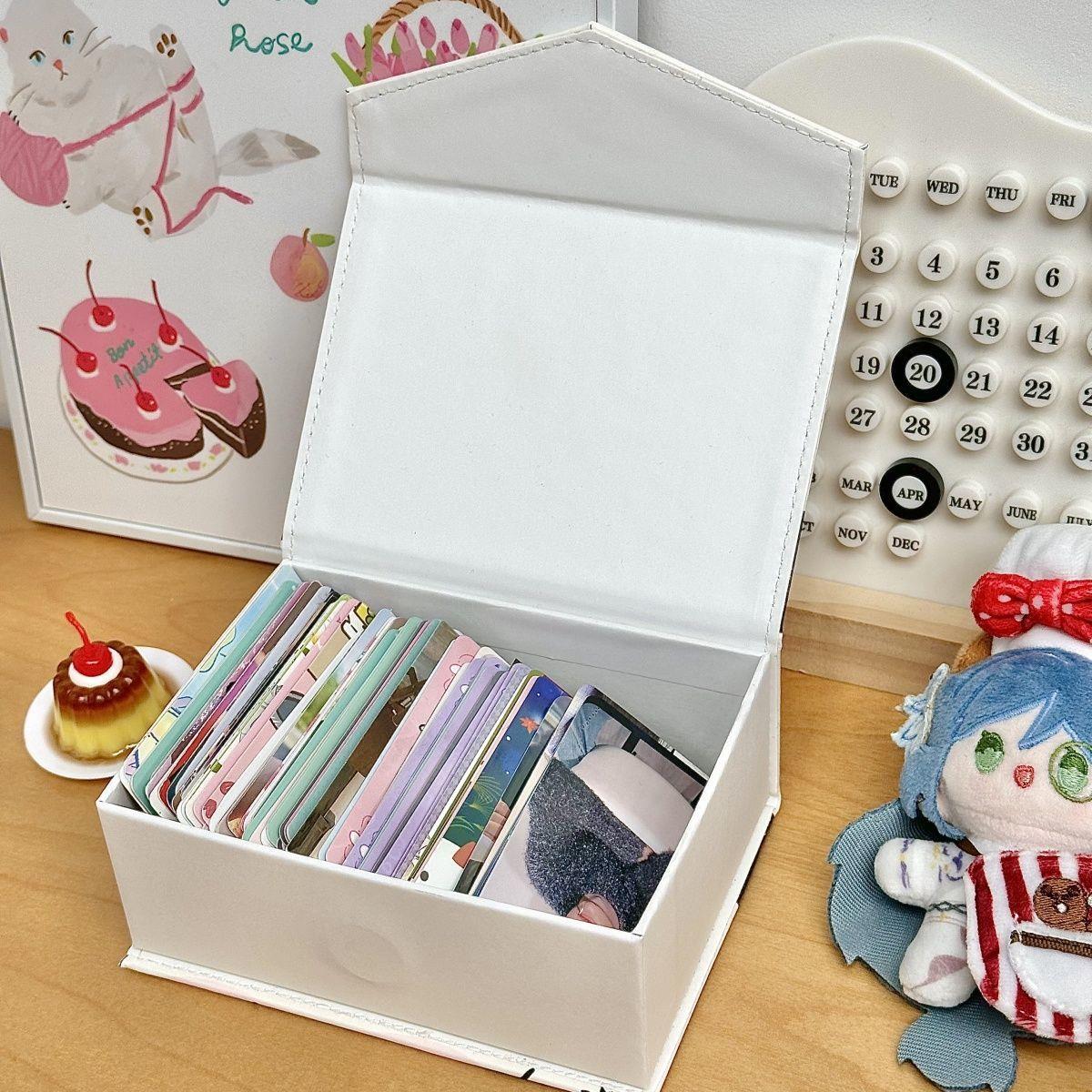 小红书同款可爱高颜值黑粉KT猫PU卡盒磁吸翻盖防尘小卡桌面收纳盒 - 图1