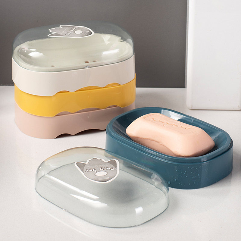 肥皂盒创意带盖简约沥水便携式学生宿舍卫生间家用浴室阳台香皂盒 - 图1