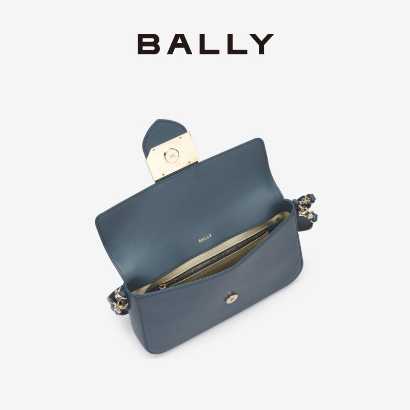 BALLY/巴利女士湖蓝色皮革斜挎包6240456-图1