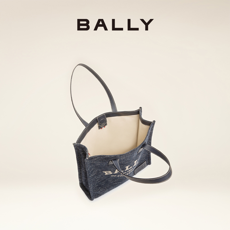 【官方正品】BALLY/巴利女士海军蓝织物托特包单肩包6301613 - 图1