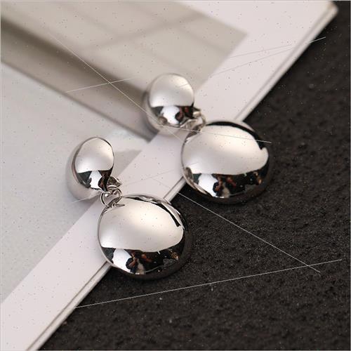 Fashion Popular Round Geometric Glossy Alloy Earrings适用Wom-图1