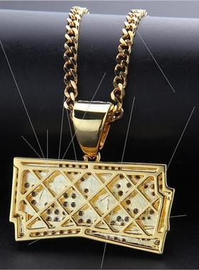 Hip hop men jewelry two-color plating zirconia U.S. dollars