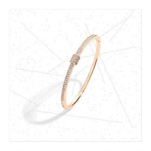 Inlaid zirconia bracelet does not fade Korea rose gold plate - 图3