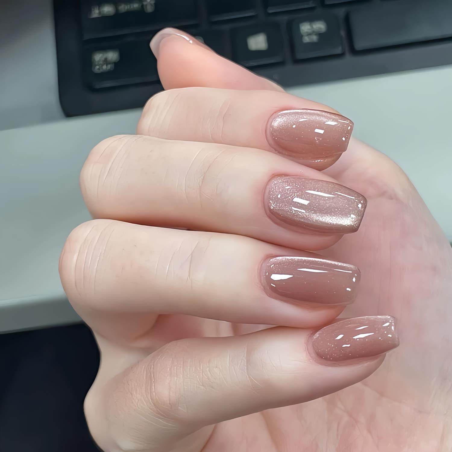 纯手工美甲裸色冰透纯欲猫眼温柔夏季显白穿戴甲高级轻奢百搭简约,淘宝优惠券,粉丝福利购,淘宝优惠卷