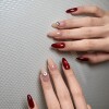 Autumn and winter new high-end nude ruby cat eye handmade wear nails and diamond rings to show white long New Year's manicure