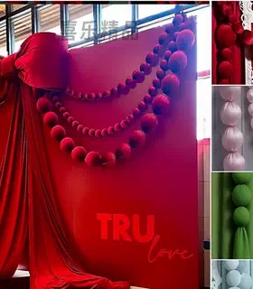 巨型泡沫布球串网红橱窗引流拍照道具订婚背景墙珍珠串挂饰氛围景