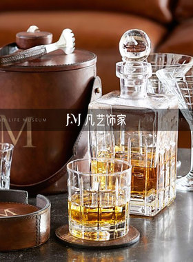 北欧风威士忌酒柜吧台装饰摆件水晶玻璃洋酒杯古典酒吧酒具摆放
