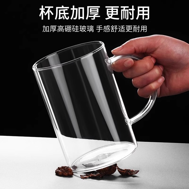 1000ml水杯耐高温泡茶杯高硼硅玻璃杯大容量喝水杯子带盖吸管杯-图2