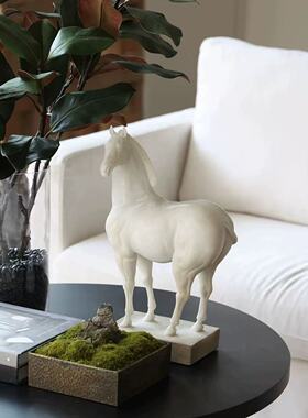 可定制新古典复古白马雕塑艺术品