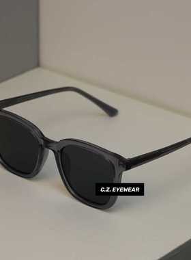 落日色韩国ins风方形偏光墨镜女圆脸显瘦配度T数近视太阳眼镜男