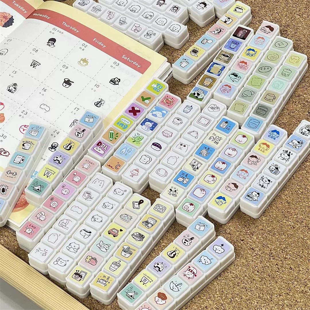 卡通六联印章大合集文创手账装饰印章diy素材成品印章送闺蜜礼物,淘宝优惠券,粉丝福利购,淘宝优惠卷