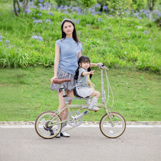 超轻母子车折叠自行车亲子轻便带小孩带娃遛娃可载儿童座椅兜风