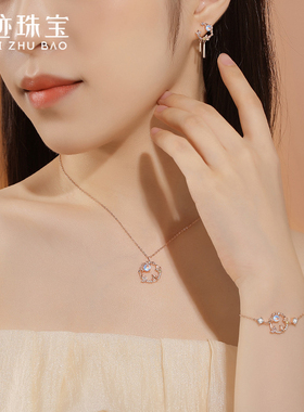 【世迹】仙踪望月兔子项链女s925纯银小众高级感国潮月光石锁骨链
