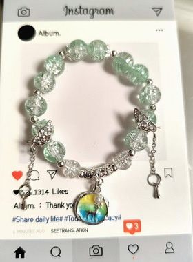 森系女孩琉璃串珠手链一鹿有你ins小众设计原创高级感文创手串批