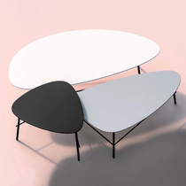 Nordic Iron Art Living Room Tea Table Minima Modern Creative Balcony Profiled Tea Table Small Family Home Oval Tea Table