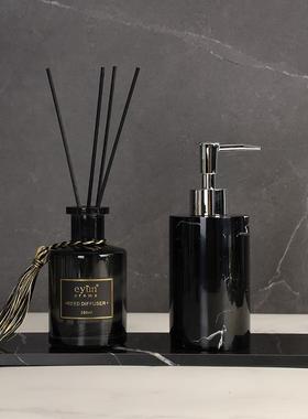 卫生间托盘大理石托盘乳液分装瓶卫浴洗漱套装样板间软装饰品摆件