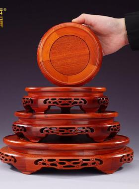 铜匠铁铺 仿胡桃木实木底座新中式摆件长方形实木质带铜底底座