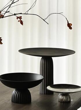 北欧简约金属铝制高脚水果盘现代轻奢样板间酒店客厅餐厅托盘摆件