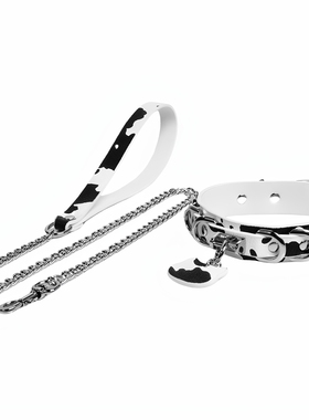 灼欲*原创手作奶牛纹项圈情侣cosplay外出穿戴puppy刻字脖圈饰品