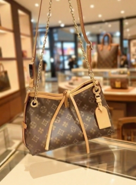 适配香港LV驴家仿奢侈品女包轻奢高级感中古托特包名牌单肩斜挎包